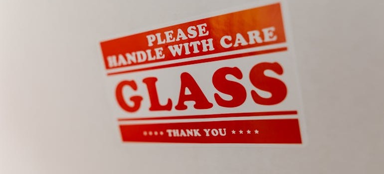 A moving box with a label on it