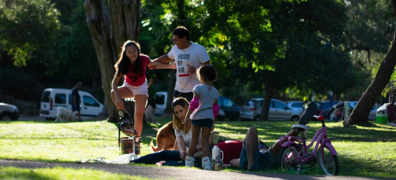 happy family in a park