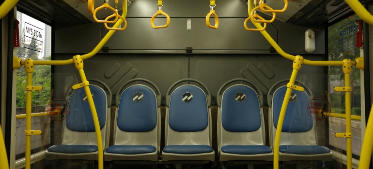 Seats inside a public bus
