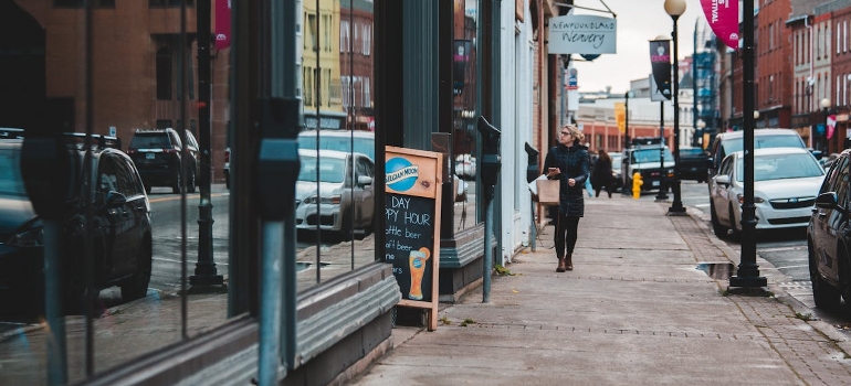 woman walking the streets of Conshohocken