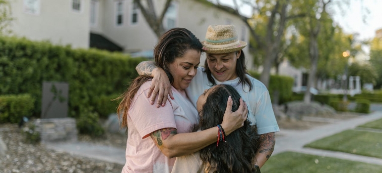 family hug in Bryn Mawr
