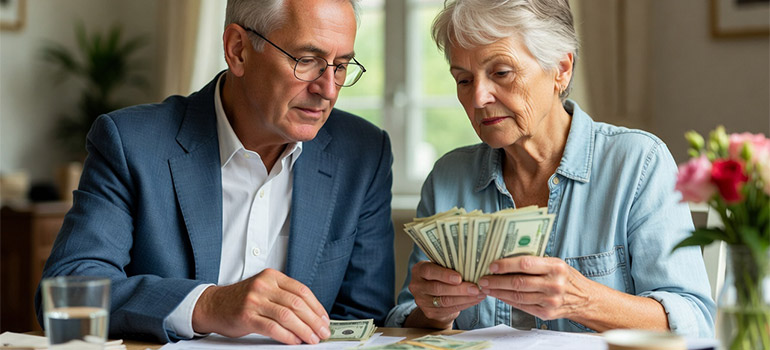 seniors counting money for retirement in Bryn Mawr